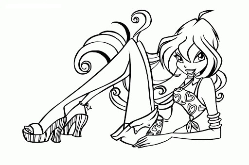 Dibujo de Winx Bloom Sentado para Colorear