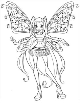 Dibujo de Winx Feliz para Colorear