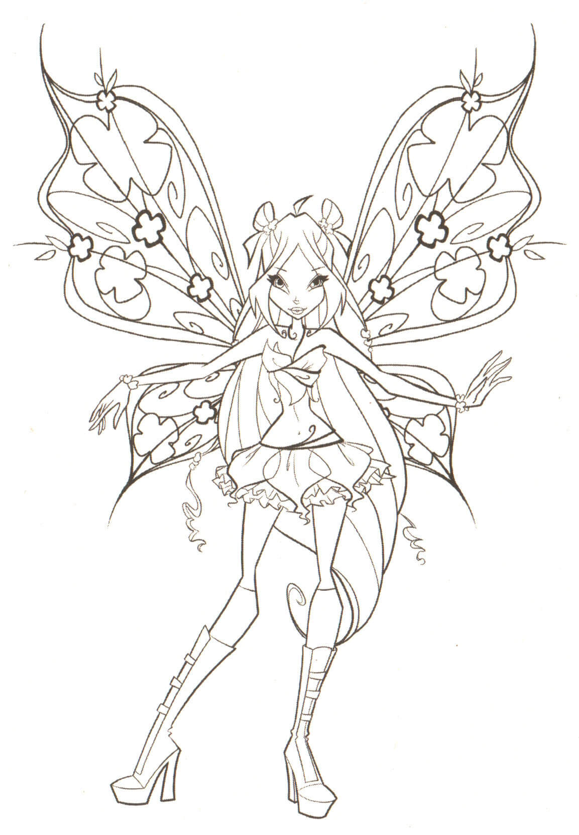 Dibujo de Winx Flora Sonriendo para Colorear
