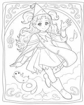 Dibujo de Coco Volando con una Varita mágica página para Colorear