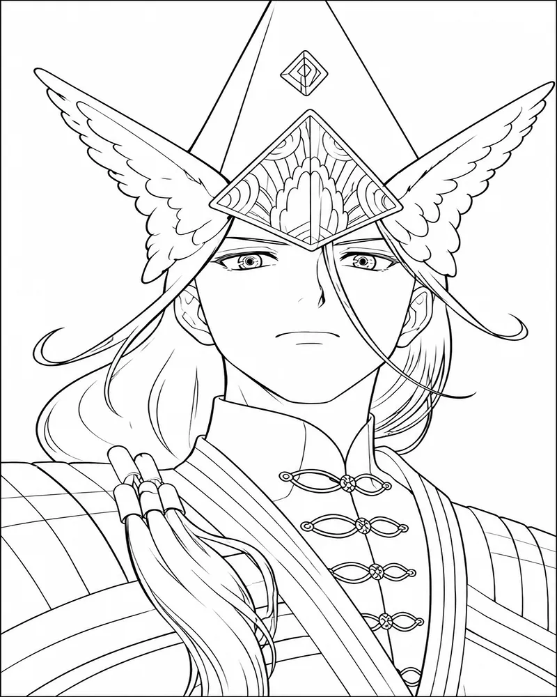 Dibujo de Mago con Sombrero Alado página para Colorear
