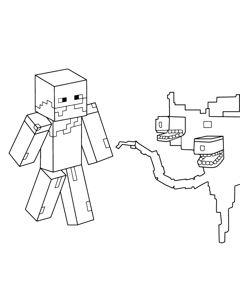 Dibujo de Wither Storm Vs Steve Coloring Page para Colorear