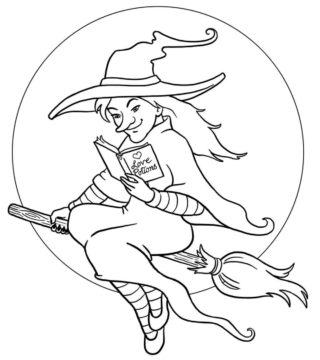 Dibujo de Mujer Mago Vuelo para Colorear