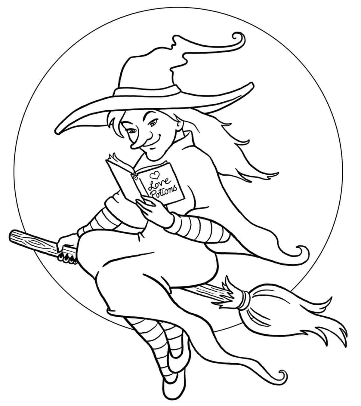 Dibujo de Mujer Mago Vuelo para Colorear