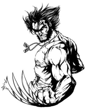 Dibujo de Lobezno Se Ve Enojado para Colorear