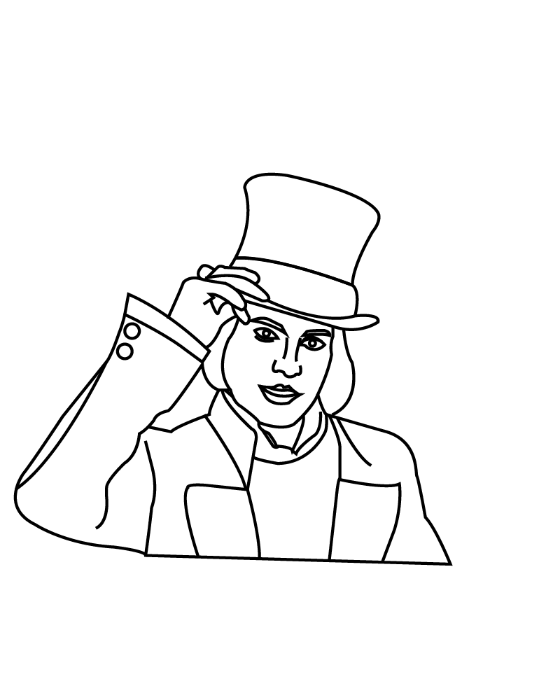 Dibujo de Classic Willy Wonka Coloring Page para Colorear