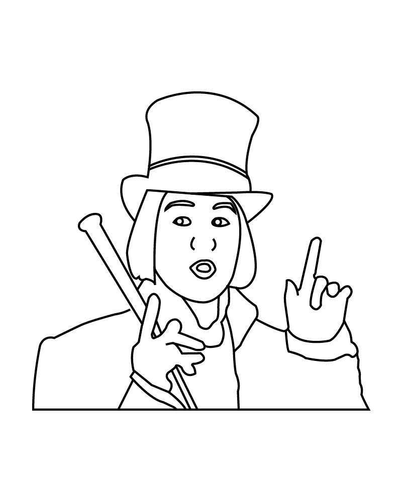 Dibujo de Detailed Willy Wonka Coloring Sheet para Colorear