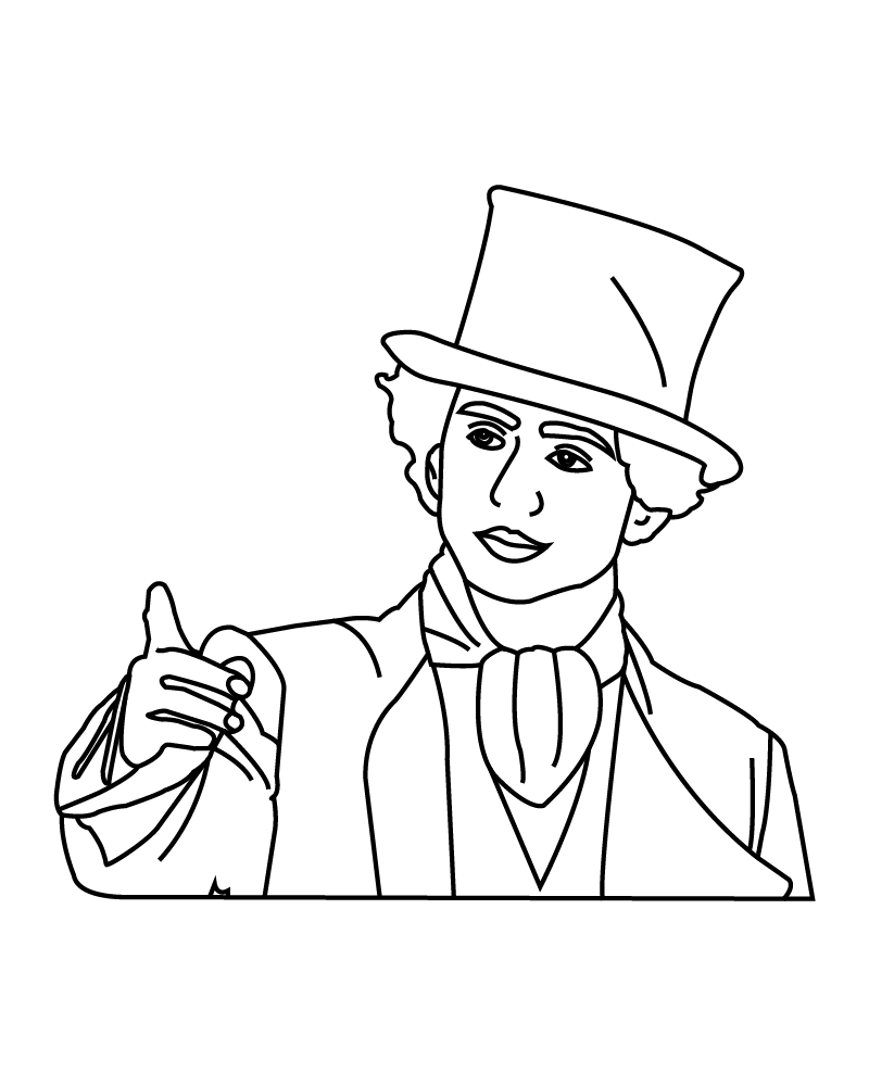 Dibujo de Willy Wonka Coloring Sheet For Kids para Colorear