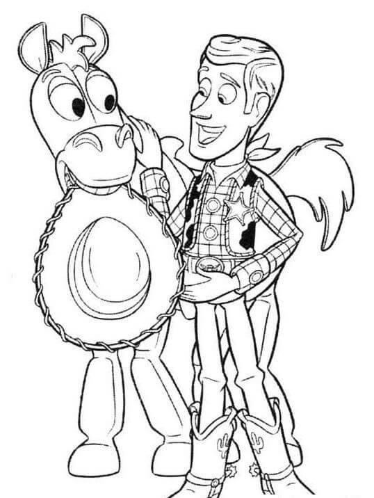 Dibujo de Impresionante Woody y Bullseye para Colorear