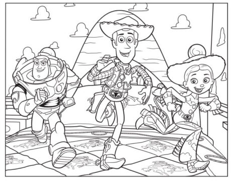 Dibujo de Woody y Amigos Corriendo para Colorear