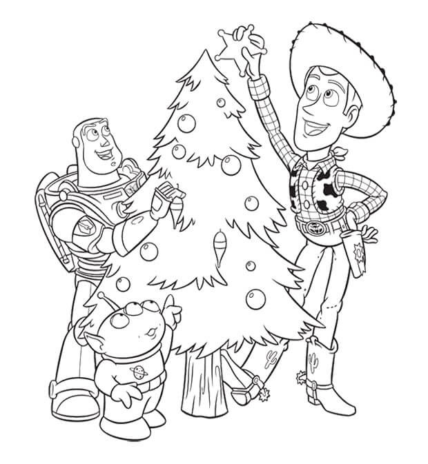 Dibujo de Woody y Amigos con Pino para Colorear