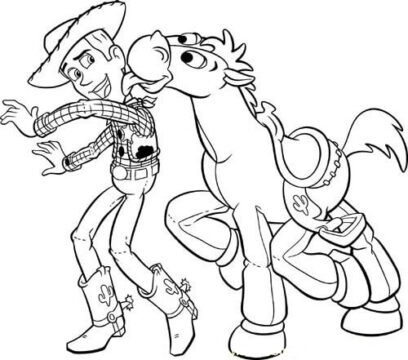 Dibujo de Woody y Bullseye 1 para Colorear
