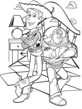 Dibujo de Woody y Buzz Sonriendo para Colorear