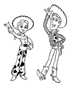 Dibujo de Woody y Jessie para Colorear