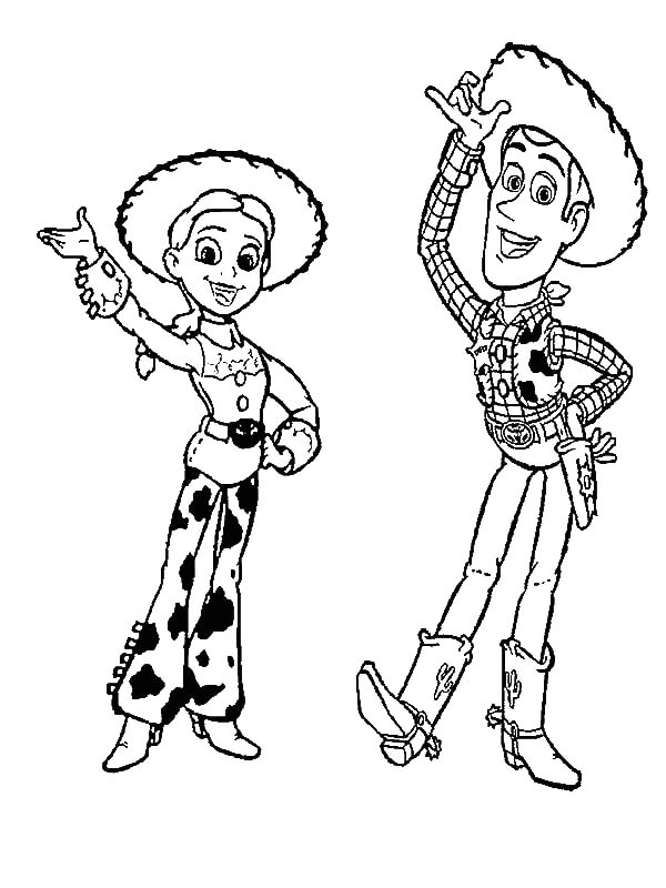 Dibujo de Woody y Jessie para Colorear
