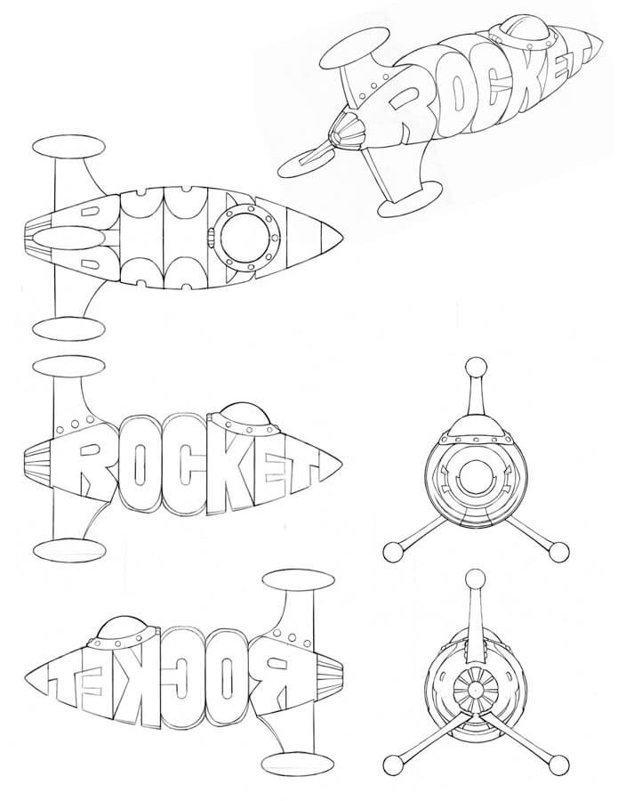 Dibujo de Cohete de Wordwold para Colorear