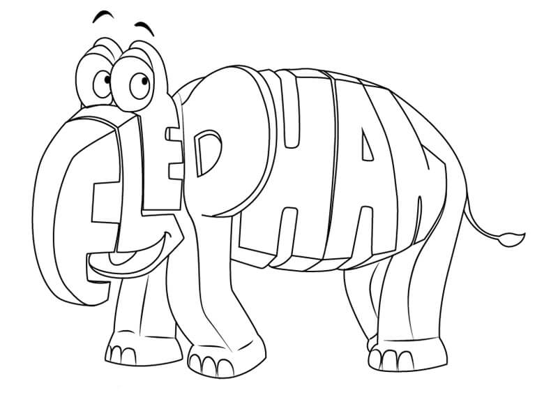 Dibujo de Elefante Divertido para Colorear
