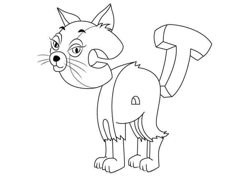 Dibujo de Gato de Wordwold para Colorear