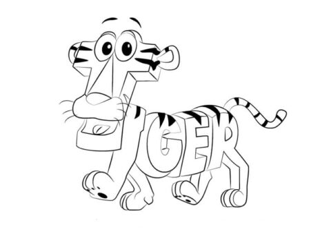 Dibujo de Tigre Divertido para Colorear