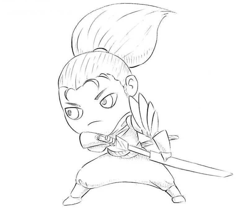 Dibujo de Chibi Yasuo Lindo para Colorear