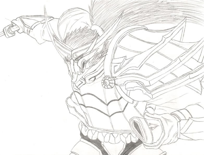 Dibujo de Luna de Sangre de Yasuo para Colorear