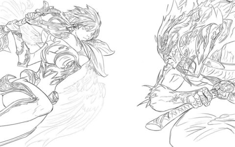 Dibujo de Yasuo Vs Riven para Colorear