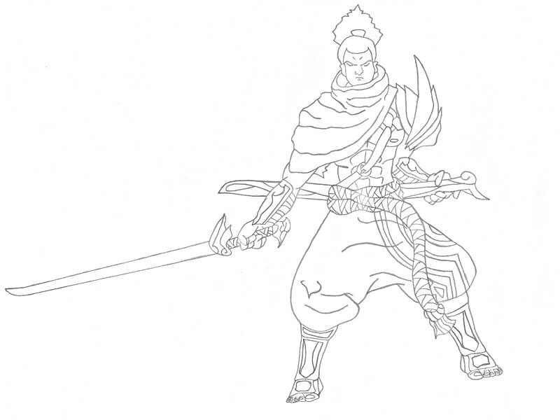 Dibujo de Yasuo y Espada para Colorear