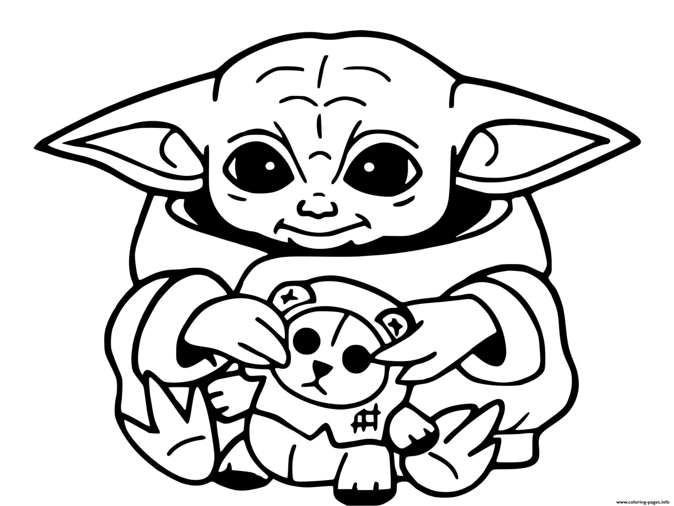 Dibujo de Baby Yoda y Juguetes para Colorear