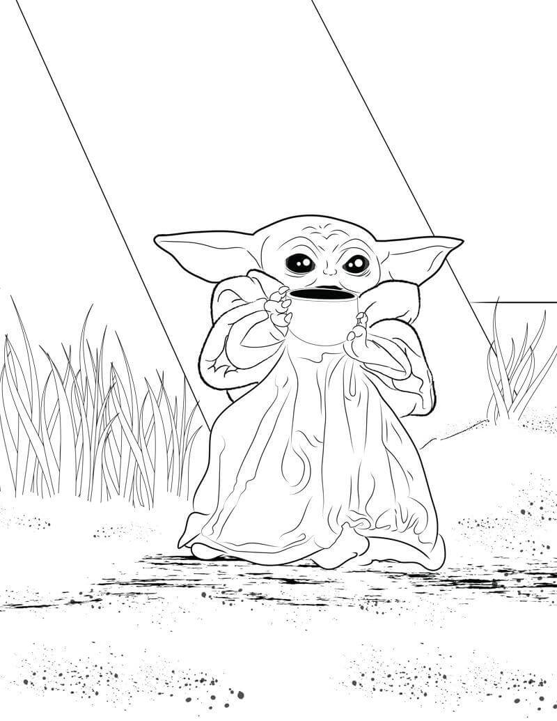 Dibujo de Buen Yoda para Colorear