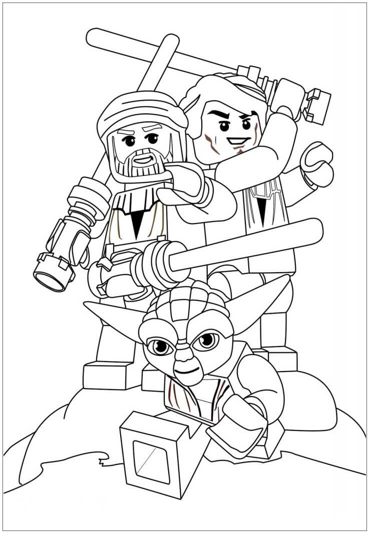 Dibujo de Lego Yoda y Amigos para Colorear