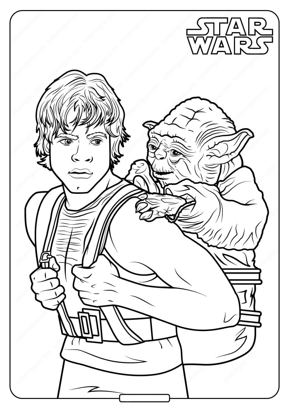 Dibujo de Luke con el Maestro Yoda para Colorear