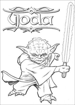 Dibujo de Maestro Yoda Luchando para Colorear