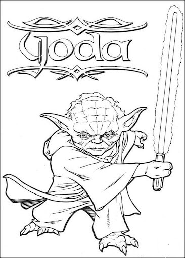 Dibujo de Maestro Yoda Luchando para Colorear