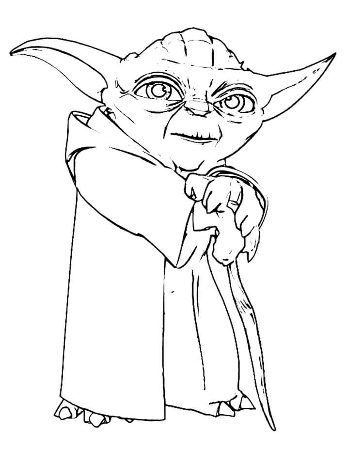 Dibujo de Maestro Yoda Sonriendo para Colorear