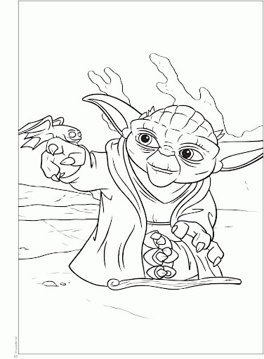 Dibujo de Maestro Yoda con Mascota para Colorear