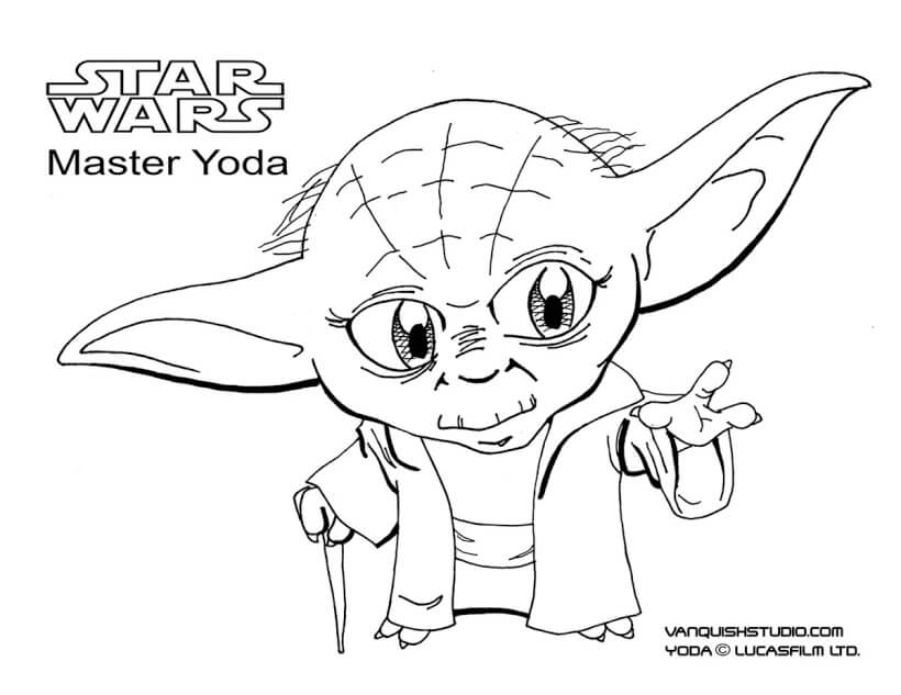 Dibujo de Viejo Maestro Yoda para Colorear