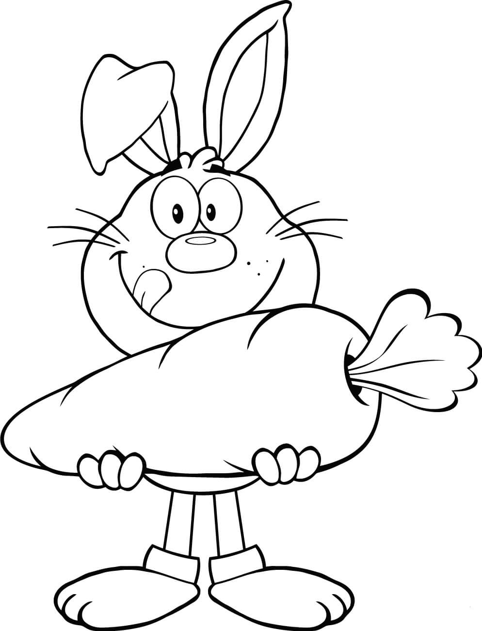 Dibujo de Conejo con Zanahoria Grande para Colorear