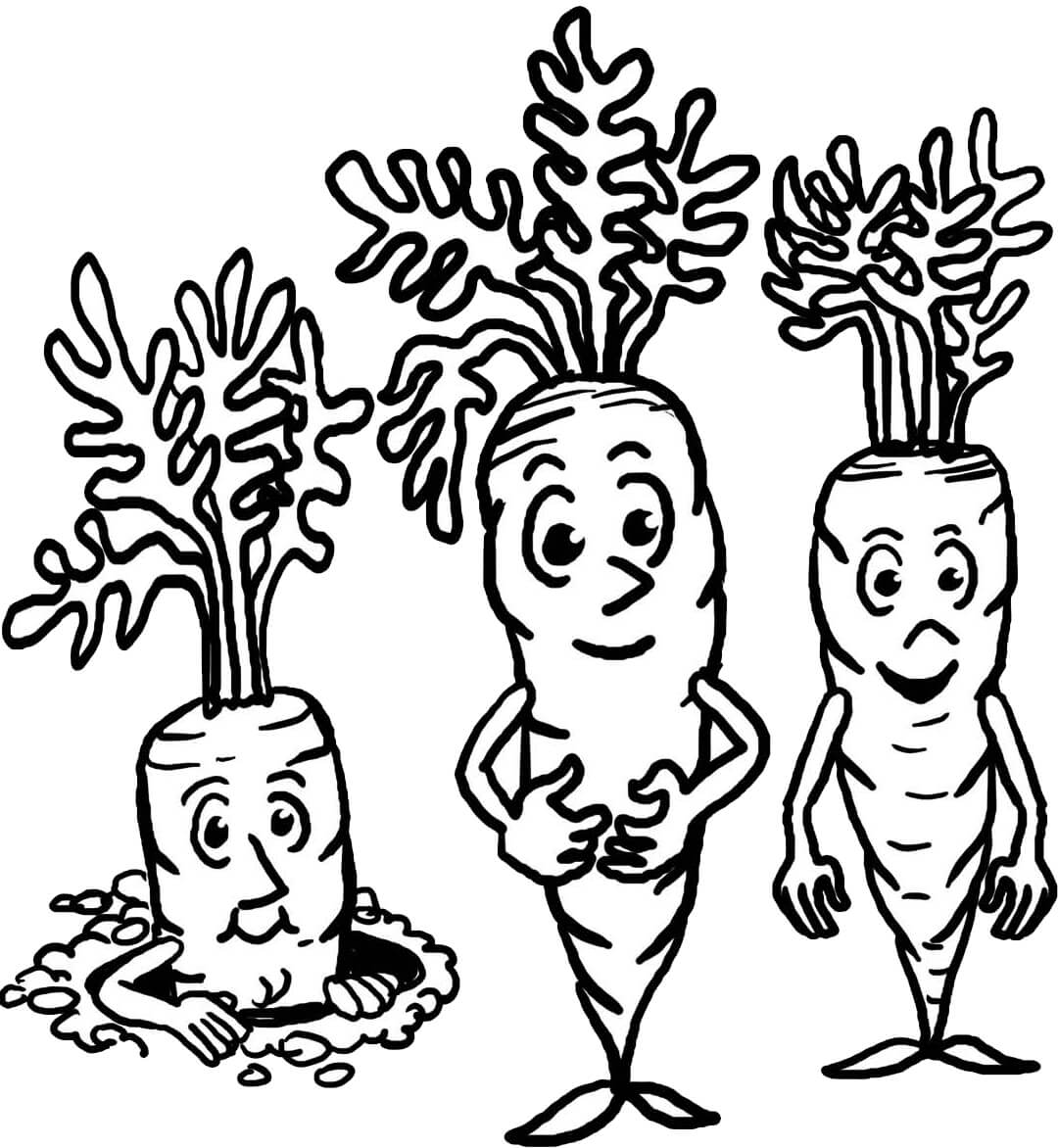 Dibujo de Familia de Zanahorias para Colorear