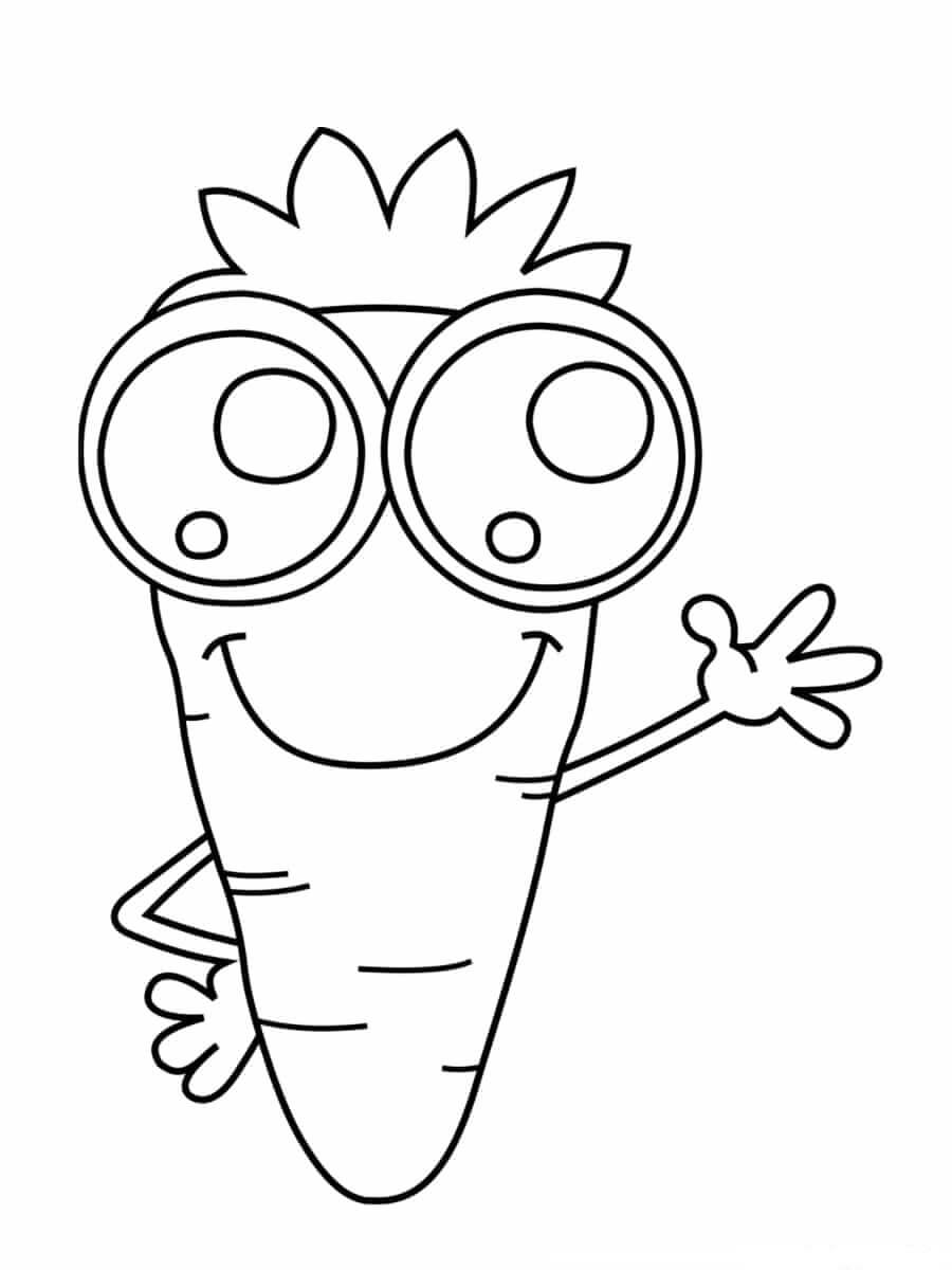 Dibujo de Zanahoria Kawaii para Colorear