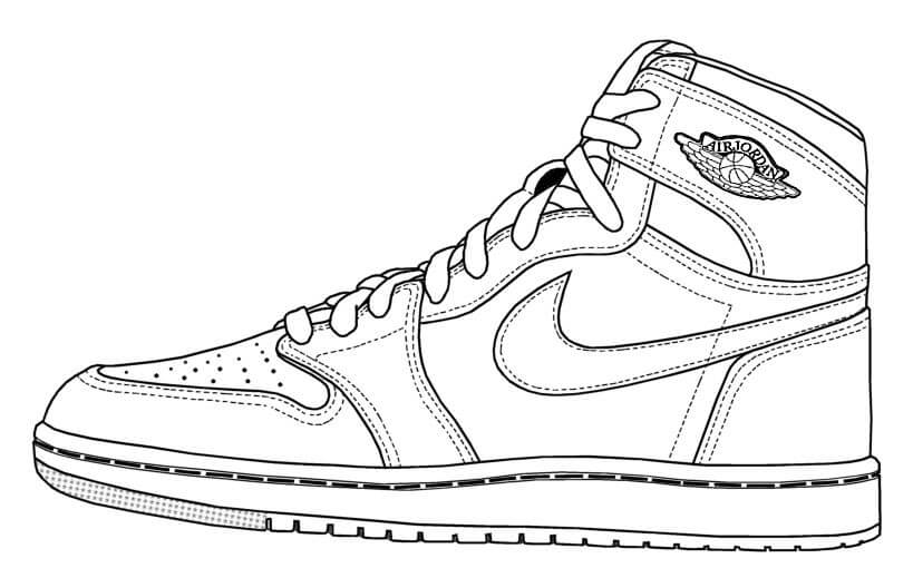 Dibujo de Zapatilla de Baloncesto Jordan para Colorear
