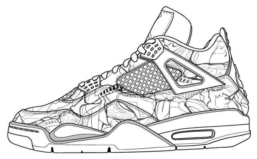 Dibujo de Jordan 4 Zapatos para Colorear
