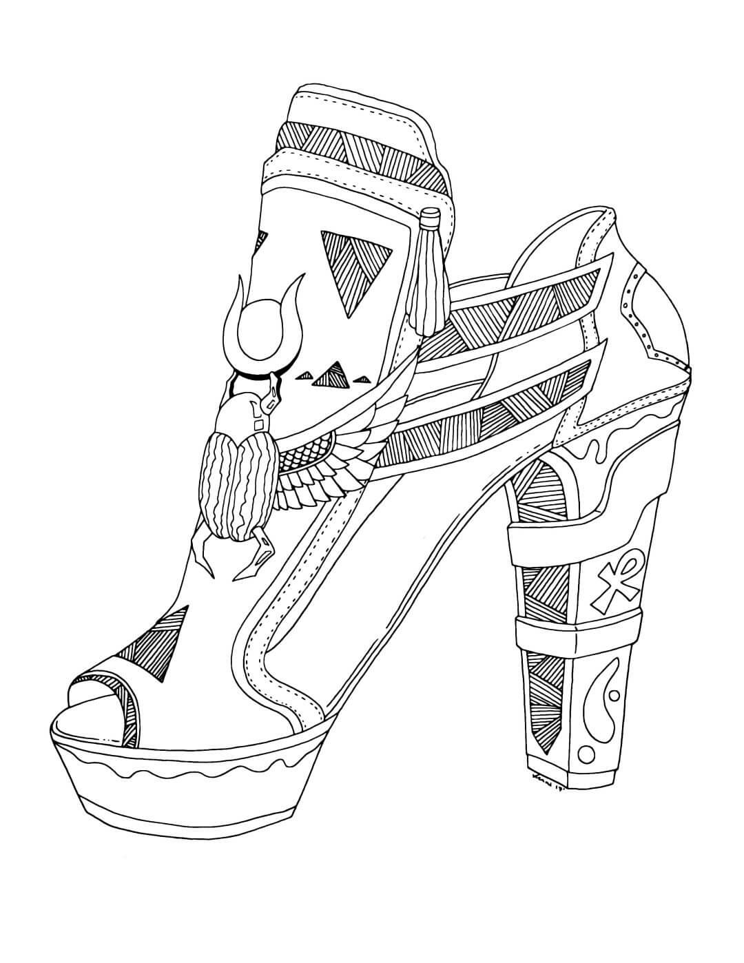 Dibujo de Los Zapatos de tacón Alto Son para Adultos para Colorear