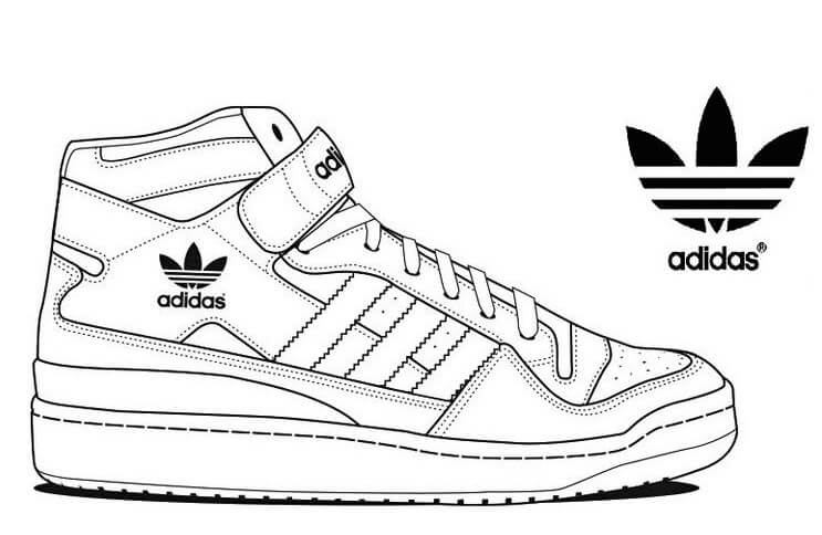 Dibujo de Zapatos Adidas para Colorear