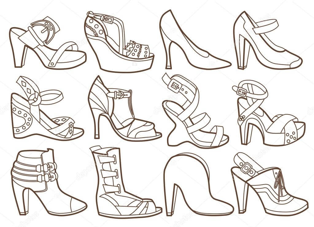Dibujo de Zapatos de Moda para Colorear
