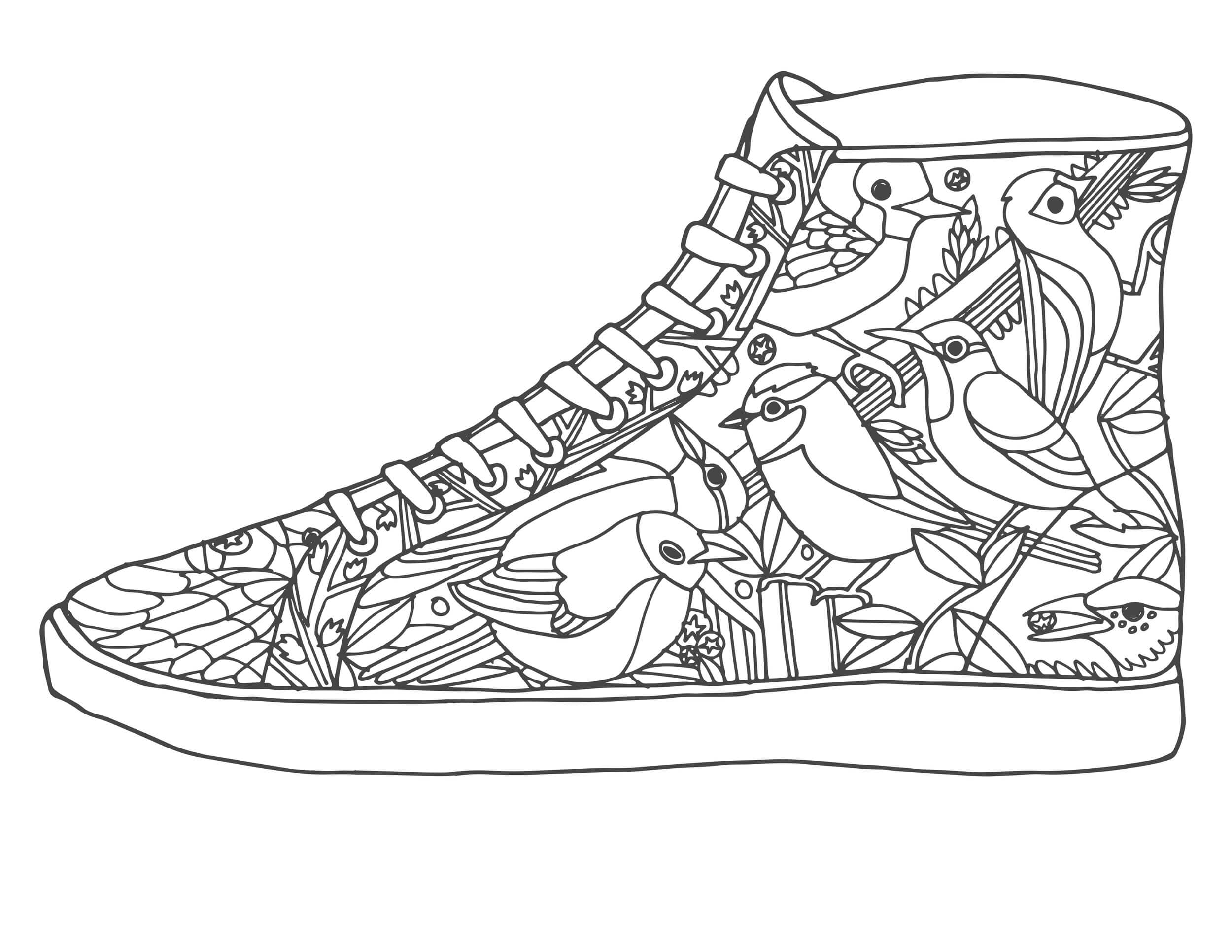 Dibujo de Zapatos de pájaros para Colorear