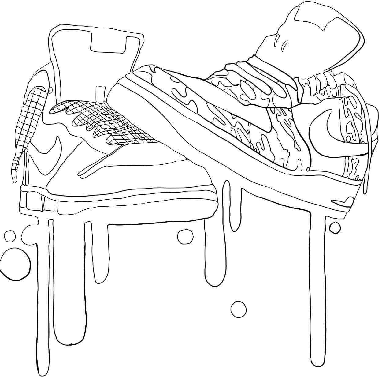 Dibujo de Zapatos Jordan básicos para Colorear