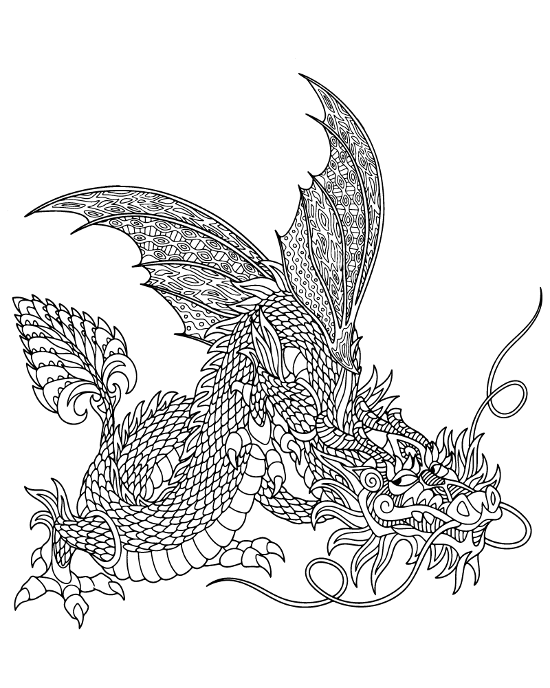 Dibujo de Dragón Zen Coloring Page para Colorear