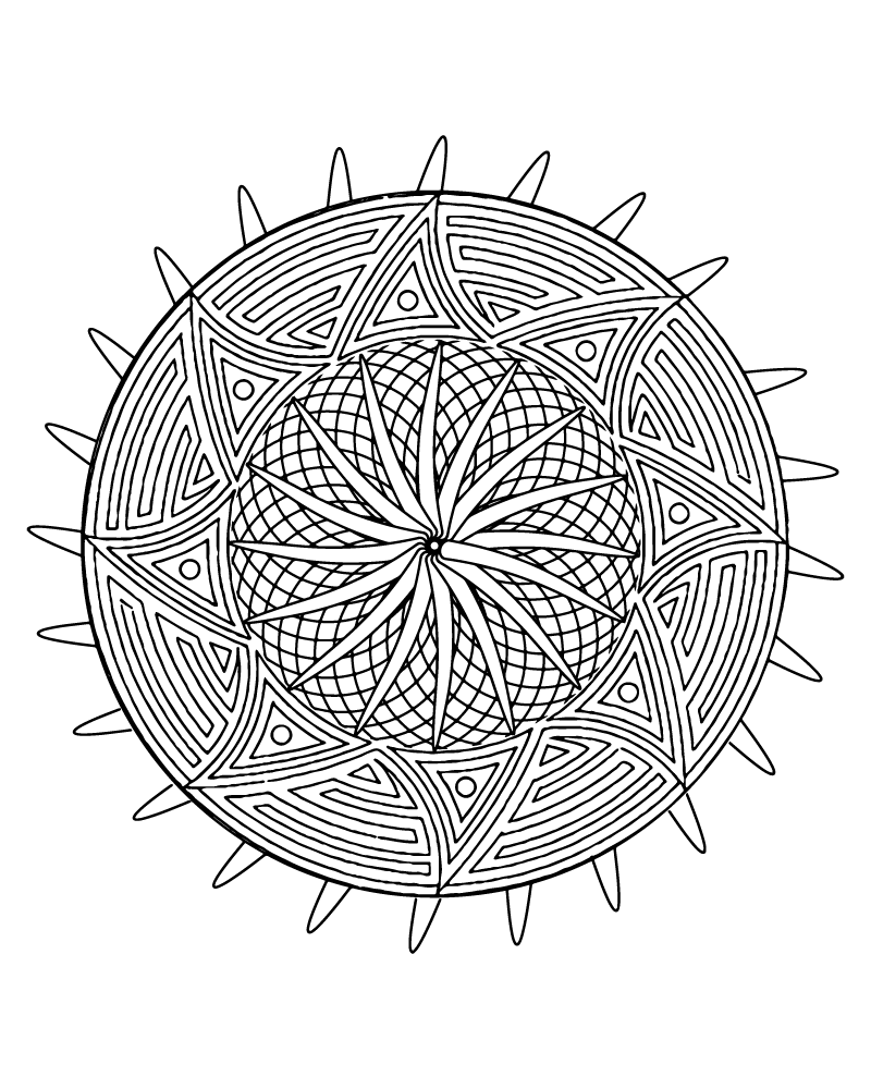 Dibujo de Zen Difficult Mandala Coloring Page para Colorear