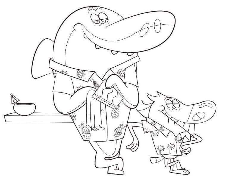 Dibujo de Feliz Sharko y Zig para Colorear