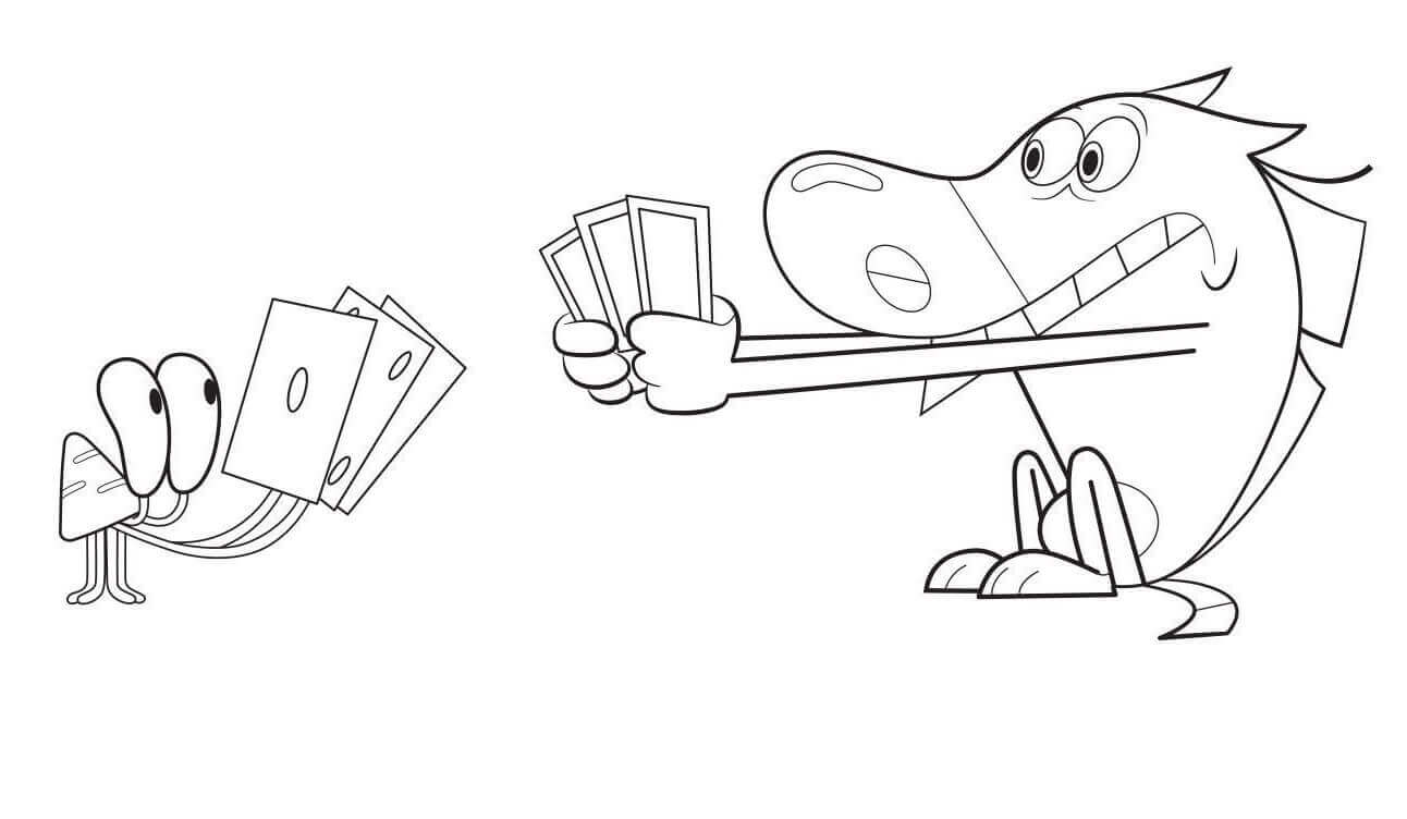 Dibujo de Naipes Zig y Sharko para Colorear